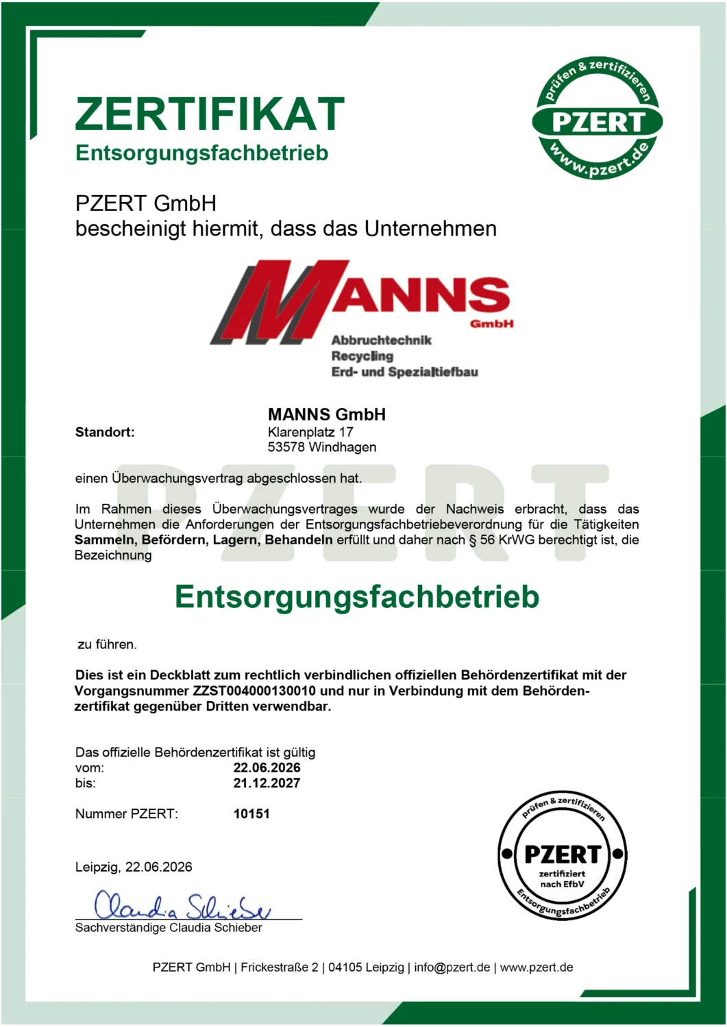 PZERT Zertifikat